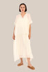 Embroidered short sleeves long dress